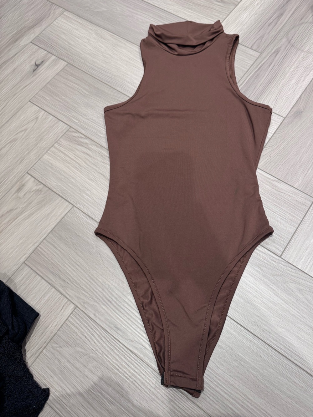 SHEIN Brown Sleeveless Turtleneck women’s One-Piece Bodysuit